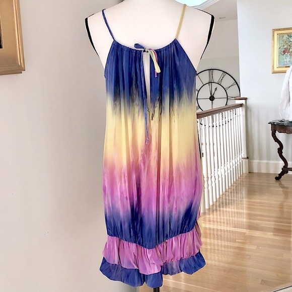 ❌SOLD❌ ★LIKE NEW★ Tie Dyed Mini Dress, PINK YELLOW PURPLE - Picture 4 of 14